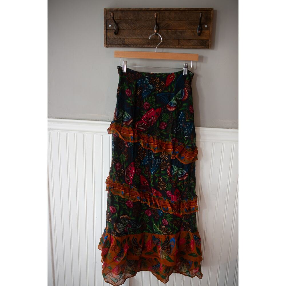 Anthropologie Farm Rio Garden Tiered Maxi Skirt XS FLAW - Picture 2 of 5